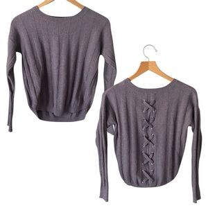 Pink Republic Purple Cozy Autumn Cable Knit Cross Back Women’s Sweater Size XS